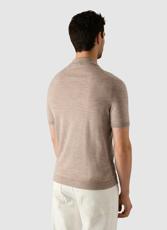 Pullover Polo 1/2 Arm Creme Frontansicht