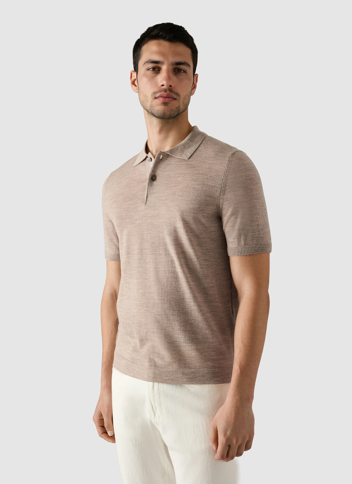 Pullover Polo 1/2 Arm, Creme Detailansicht 2