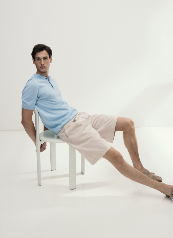 Pullover Polo 1/2 Arm Stream Frontansicht