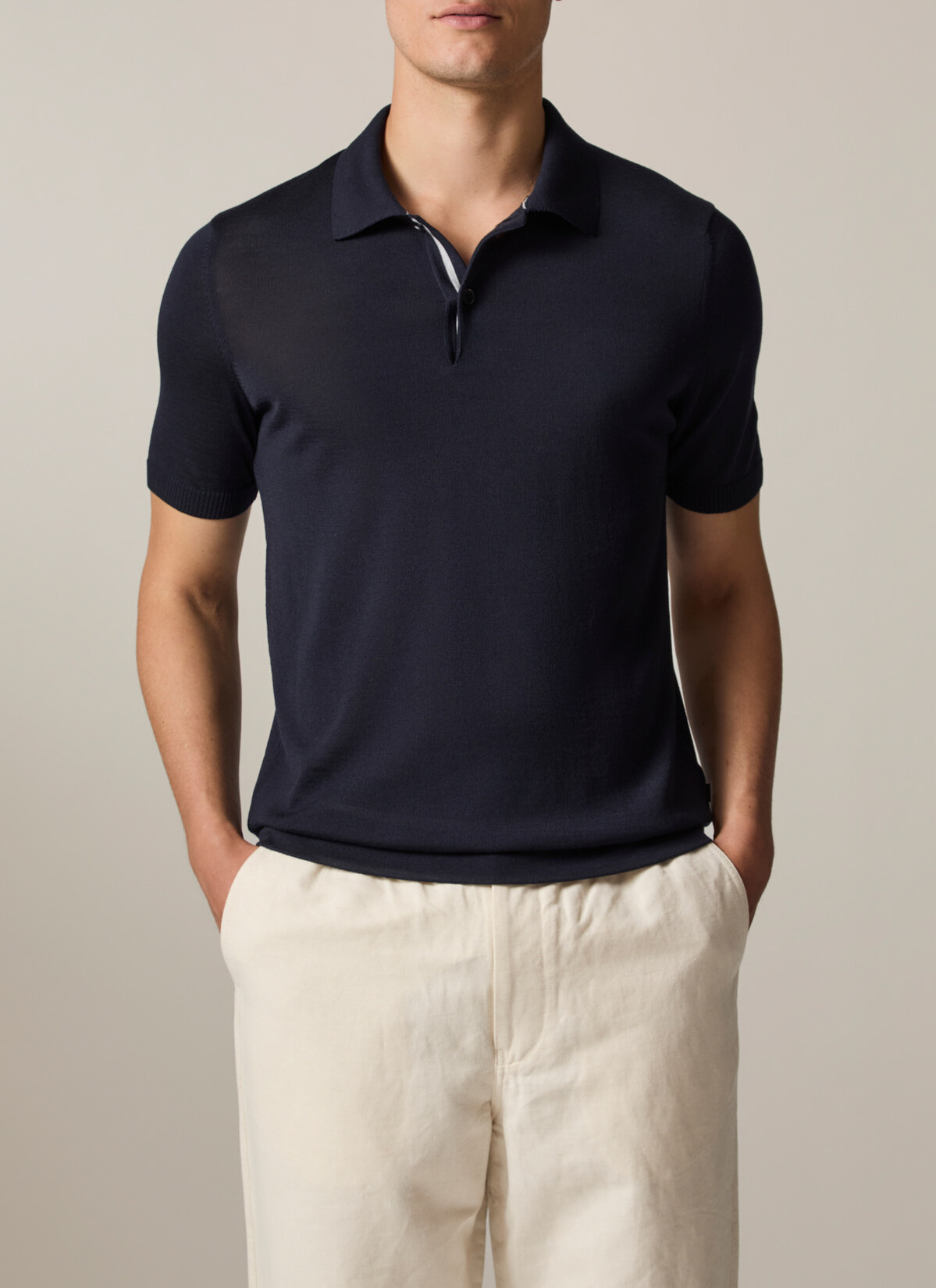 Pullover Polo 1/2 Arm, Navy Frontansicht
