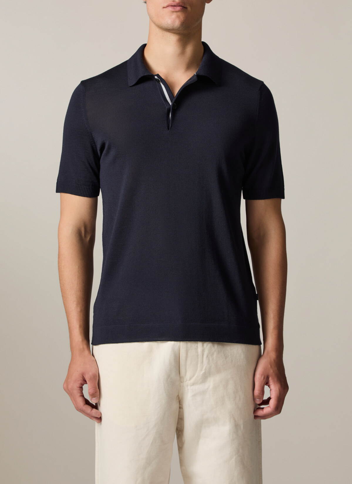Pullover Polo 1/2 Arm, Navy Detailansicht 1
