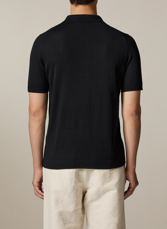 Pullover Polo 1/2 Arm Black Frontansicht