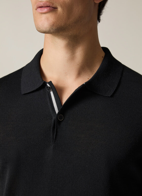 Pullover Polo 1/2 Arm Black Frontansicht