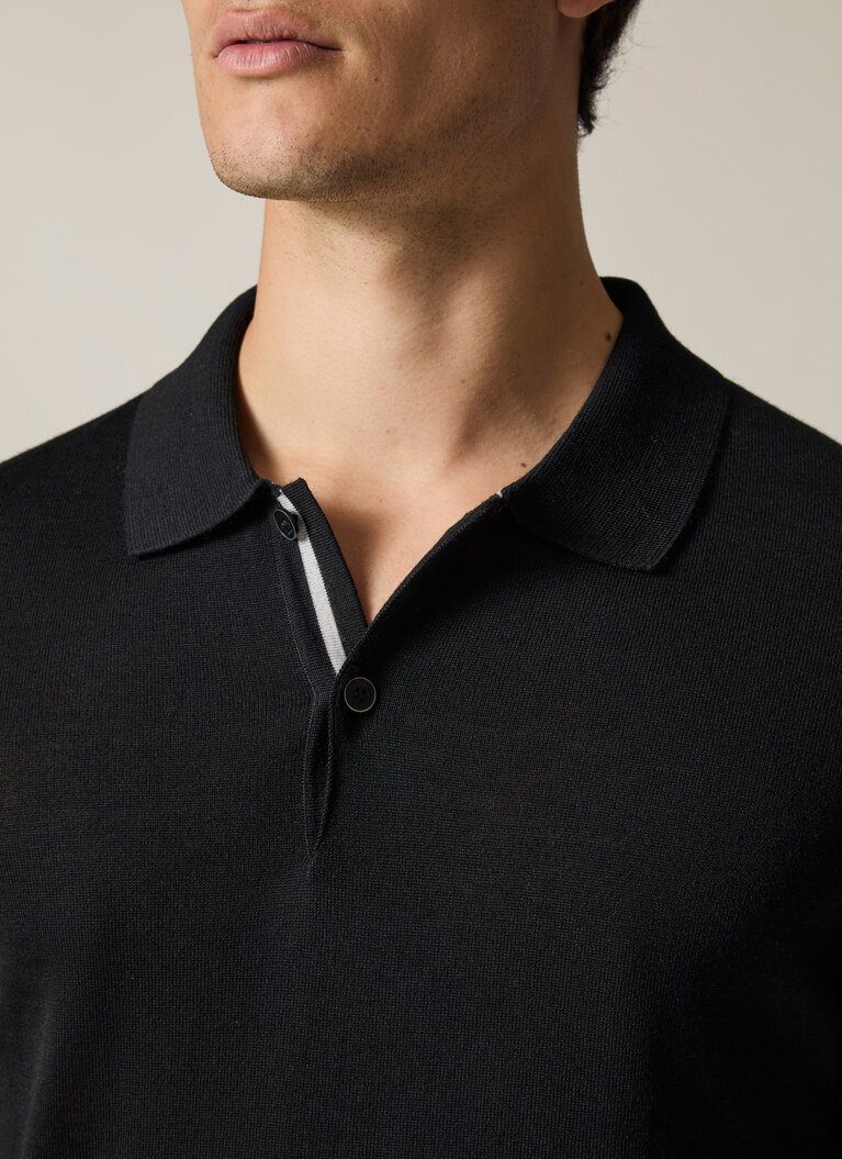 Pullover Polo 1/2 Arm, Black Detailansicht 2
