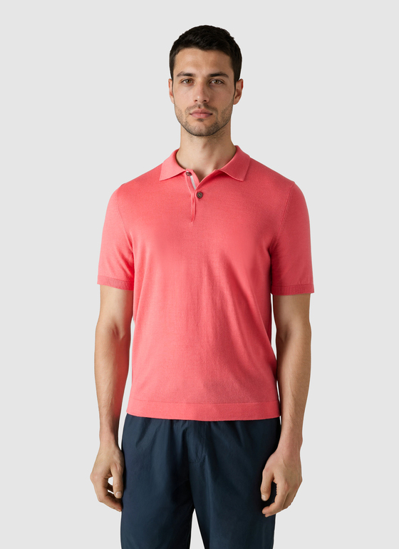 Pullover Polo 1/2 Arm Shiny Flamingo Frontansicht