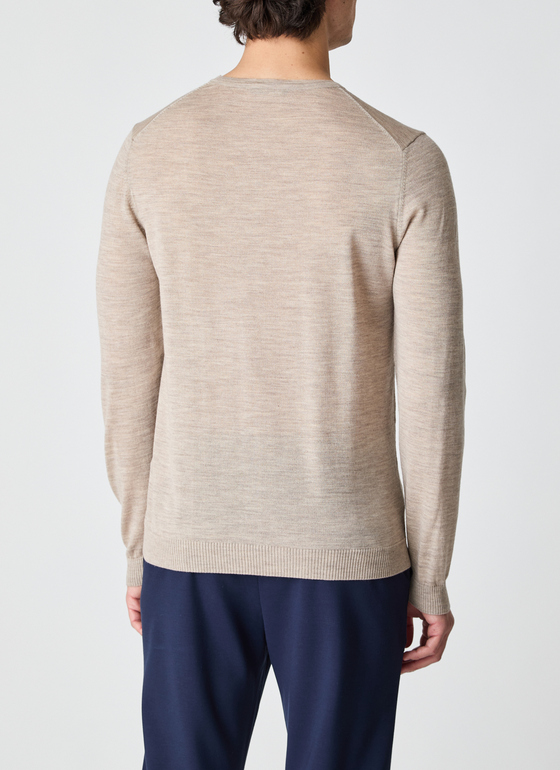 Pullover Rundhals 1/1 Arm Iced Latte Frontansicht