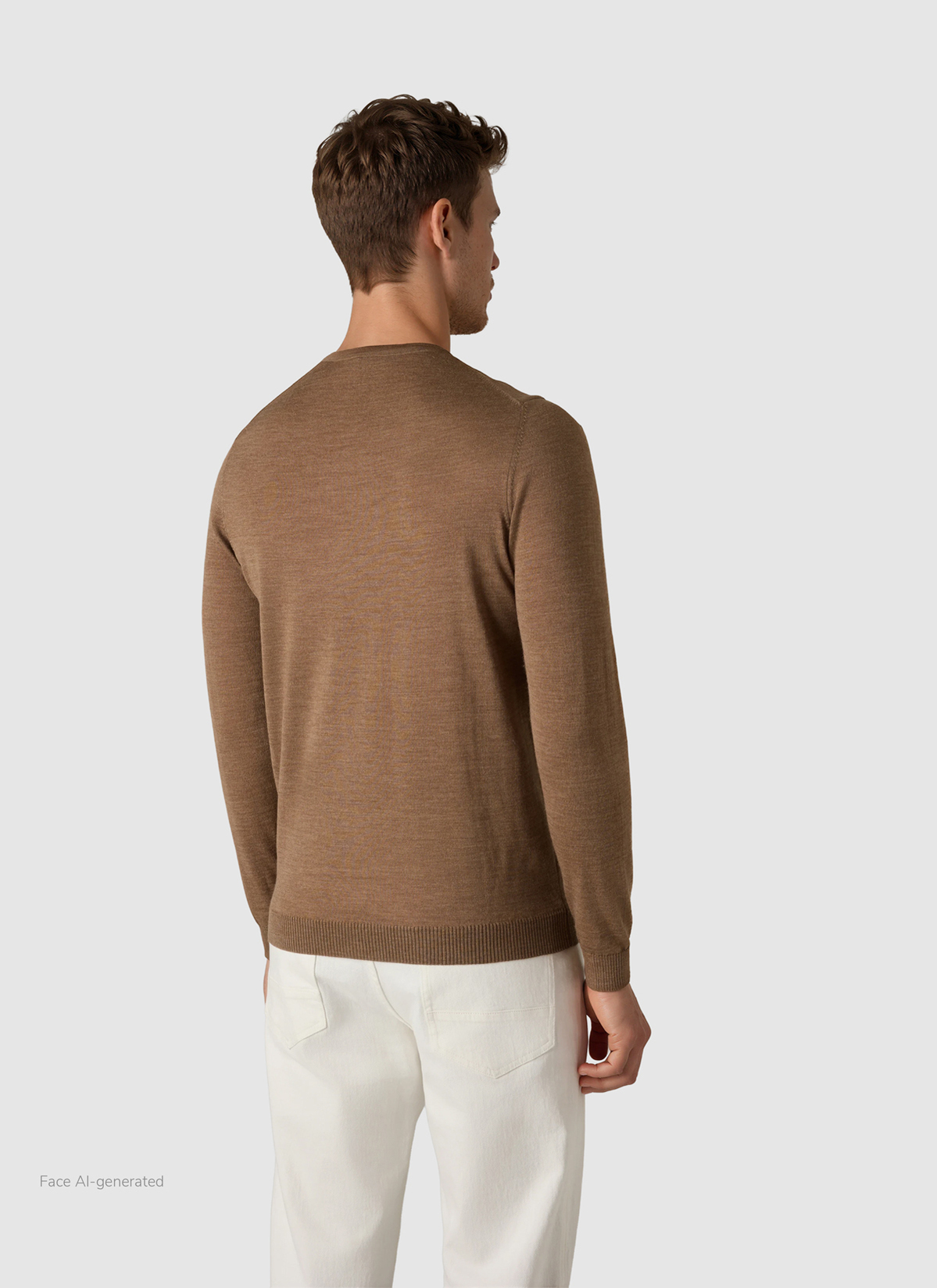 Pullover Rundhals 1/1 Arm, Nougat Rückansicht