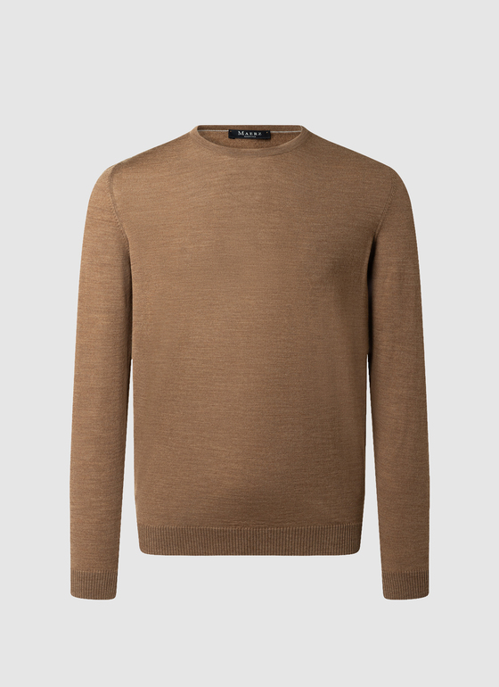 Pullover Rundhals 1/1 Arm Nougat Frontansicht