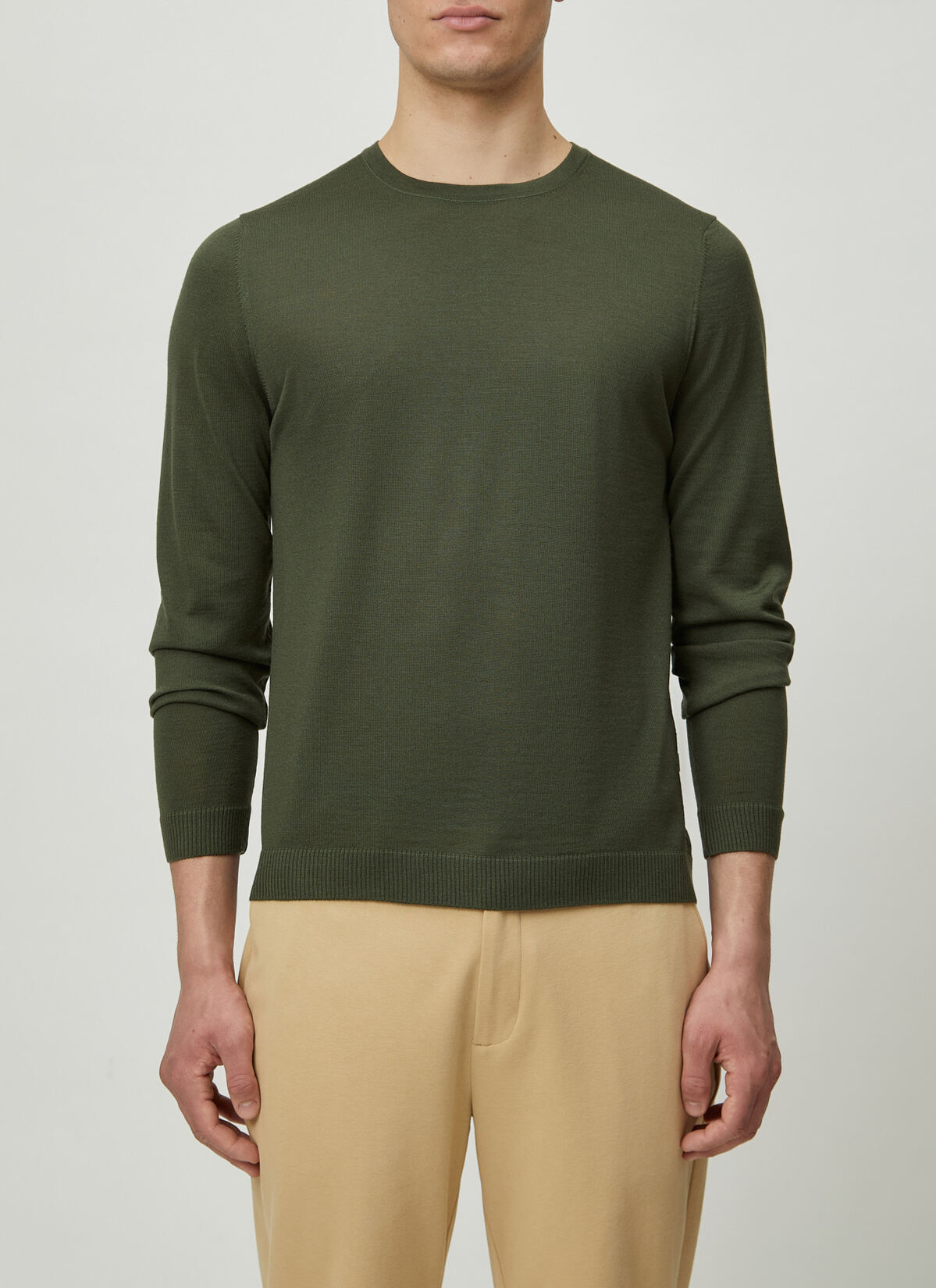 Pullover Rundhals 1/1 Arm, Moss Carpet Frontansicht