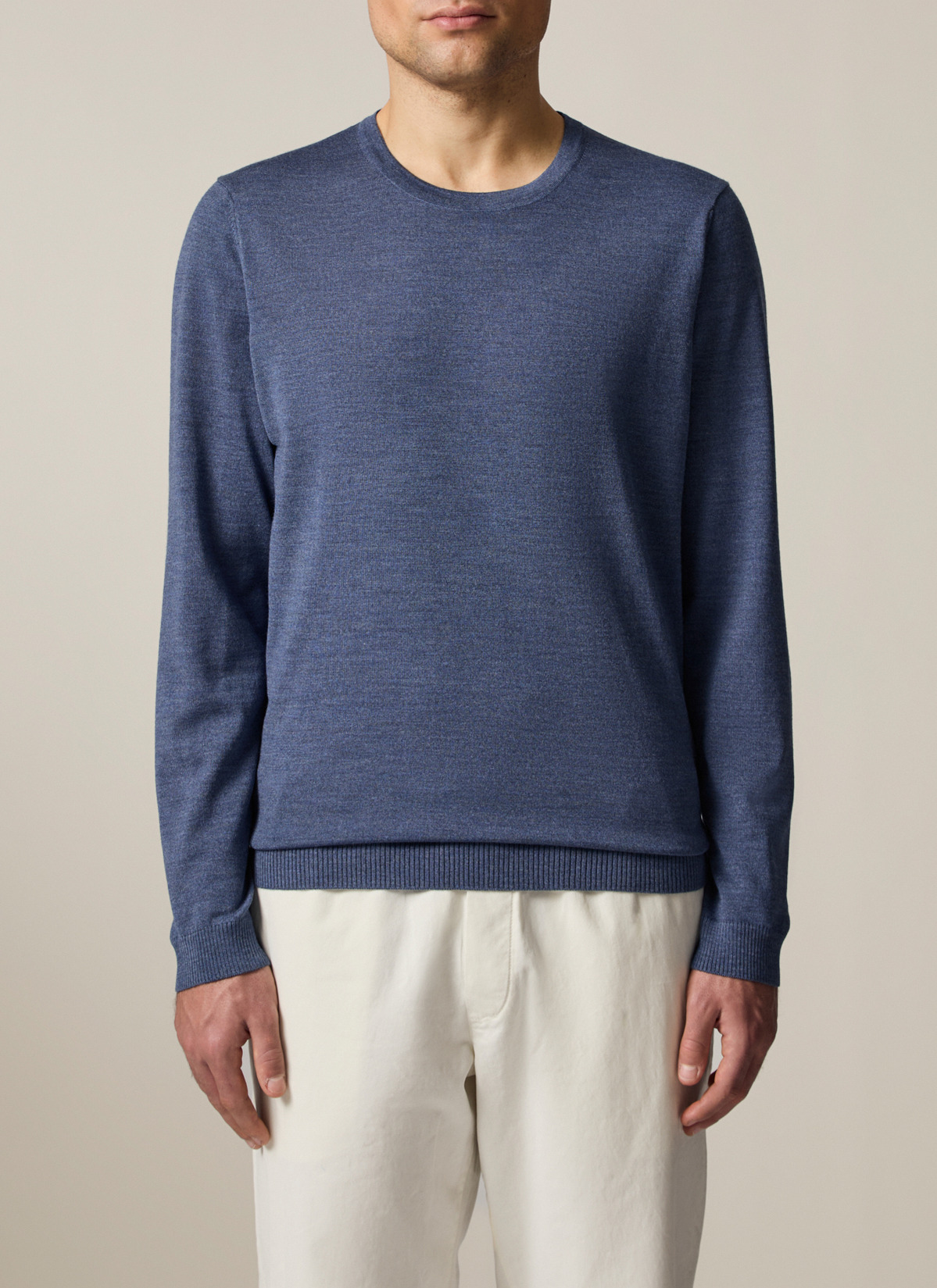 Pullover Rundhals 1/1 Arm, Nimes Blue Frontansicht