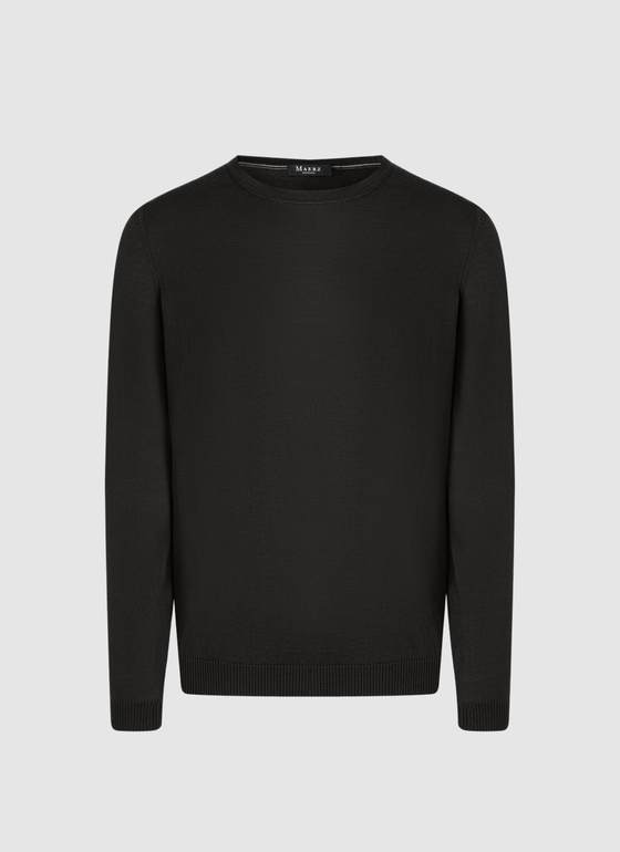 Pullover Rundhals 1/1 Arm Black Frontansicht
