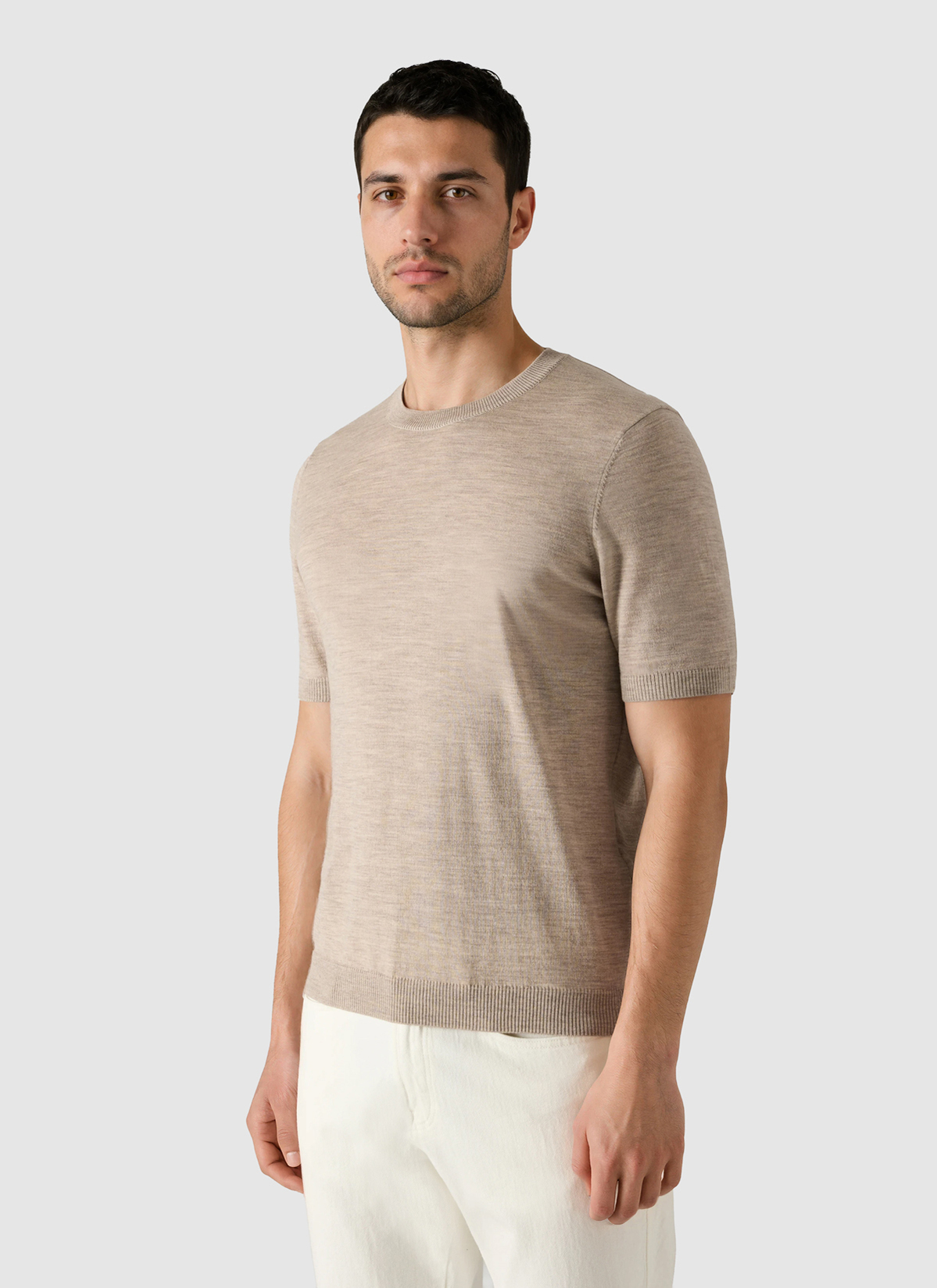 Pullover Rundhals, Iced Latte Frontansicht