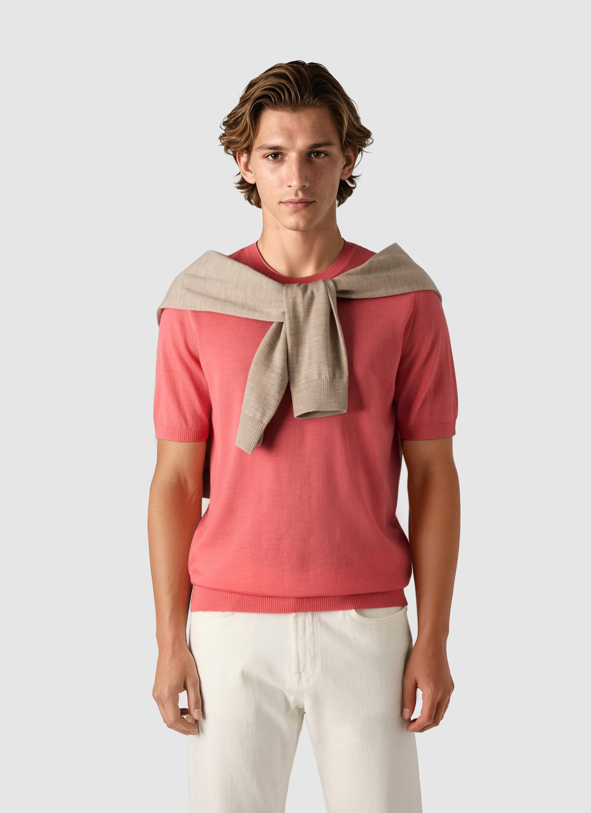 Pullover Rundhals, Shiny Flamingo Detailansicht 2