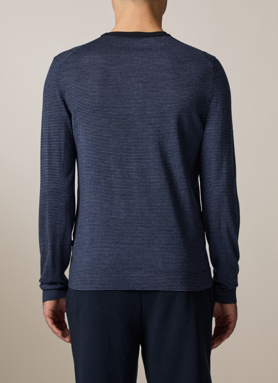 Pullover Rundhals 1/1 Arm Navy Frontansicht