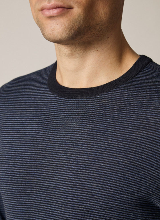 Pullover Rundhals 1/1 Arm Navy Frontansicht