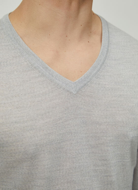 Pullover V-Ausschnitt 1/1 Arm Light Grey Frontansicht