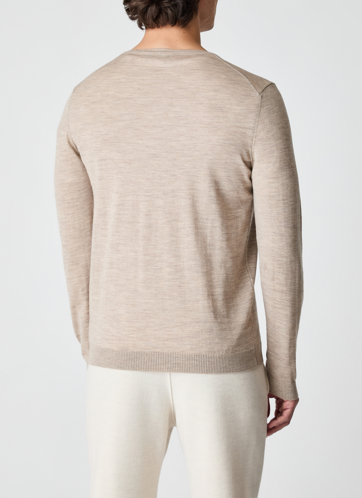 Pullover V-Ausschnitt 1/1 Arm, Iced Latte Rückansicht