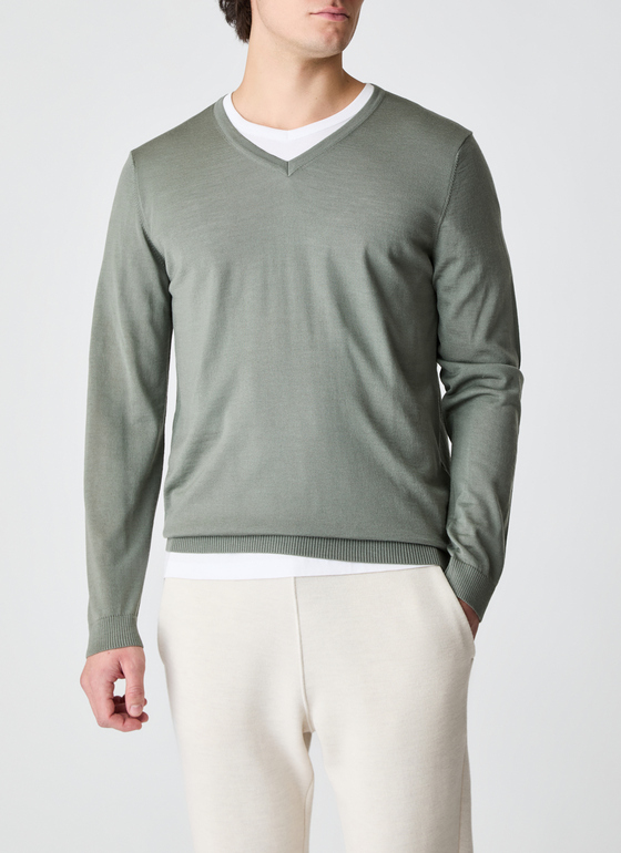 Pullover V-Ausschnitt 1/1 Arm Foggy Teal Frontansicht