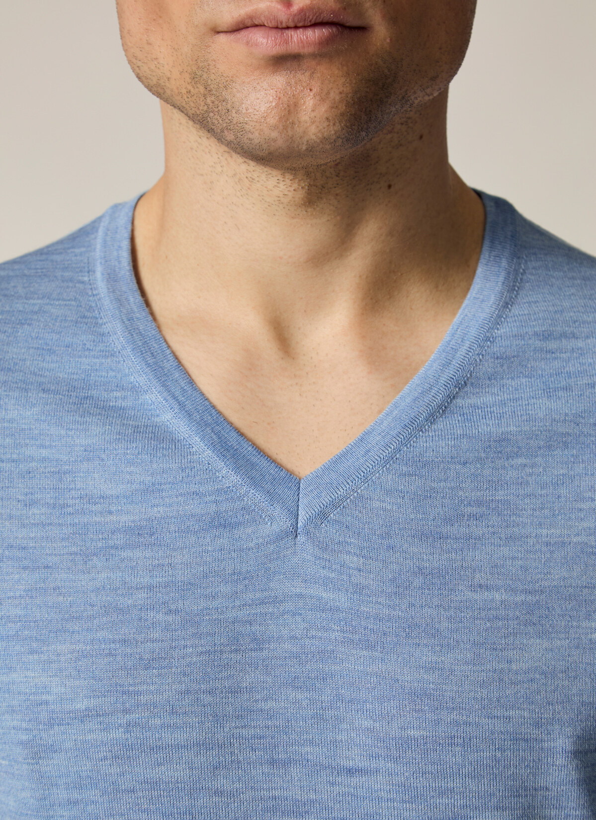 Pullover V-Ausschnitt 1/1 Arm, Whispering Blue Detailansicht 1