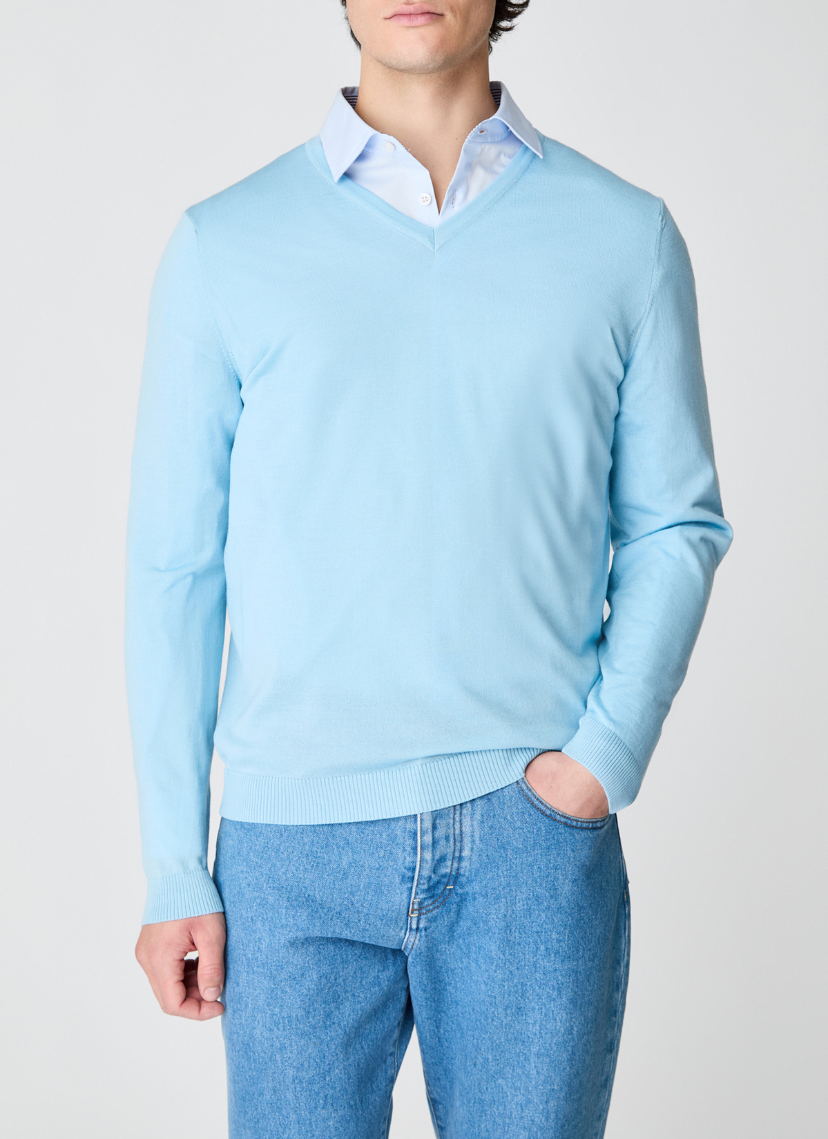 Pullover V-Ausschnitt 1/1 Arm, Stream Frontansicht