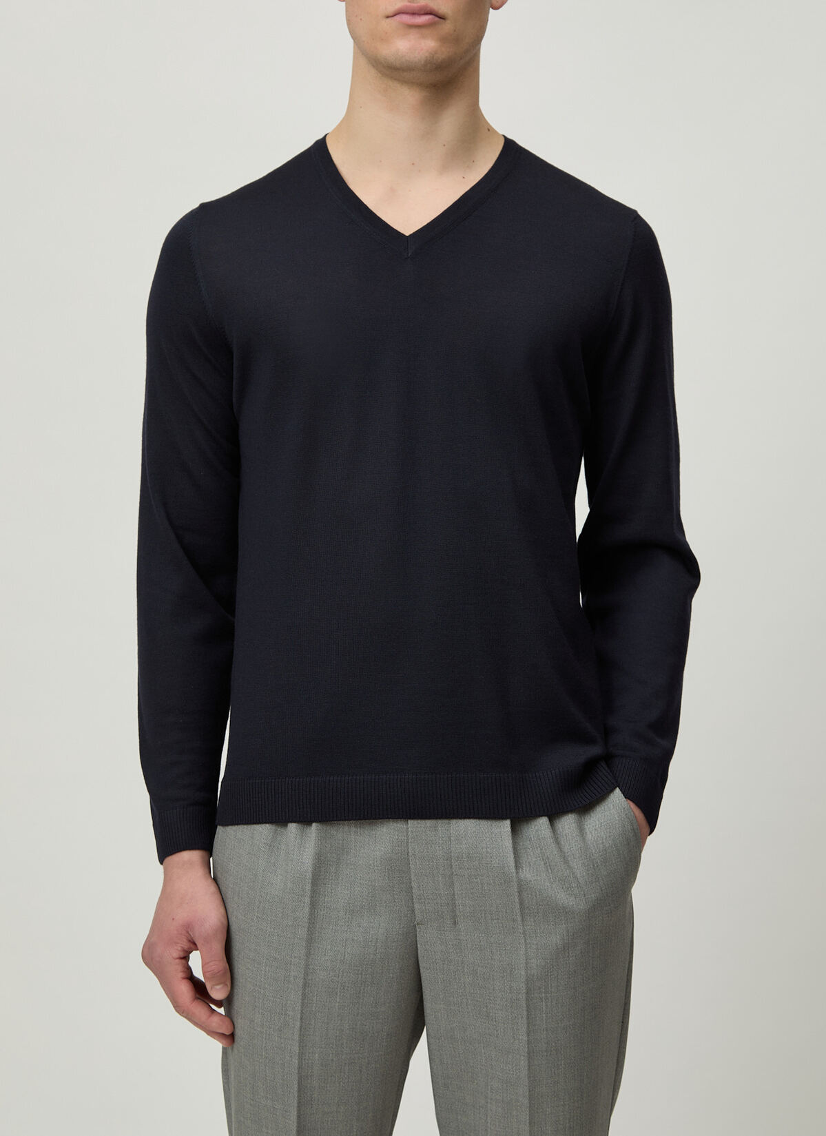 Pullover V-Ausschnitt 1/1 Arm, Navy Frontansicht