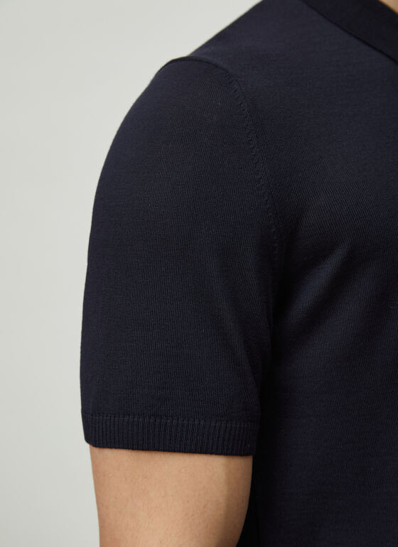 Pullover Polo 1/2 Arm Navy Frontansicht