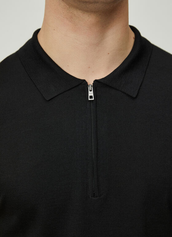 Pullover Polo 1/2 Arm Black Frontansicht