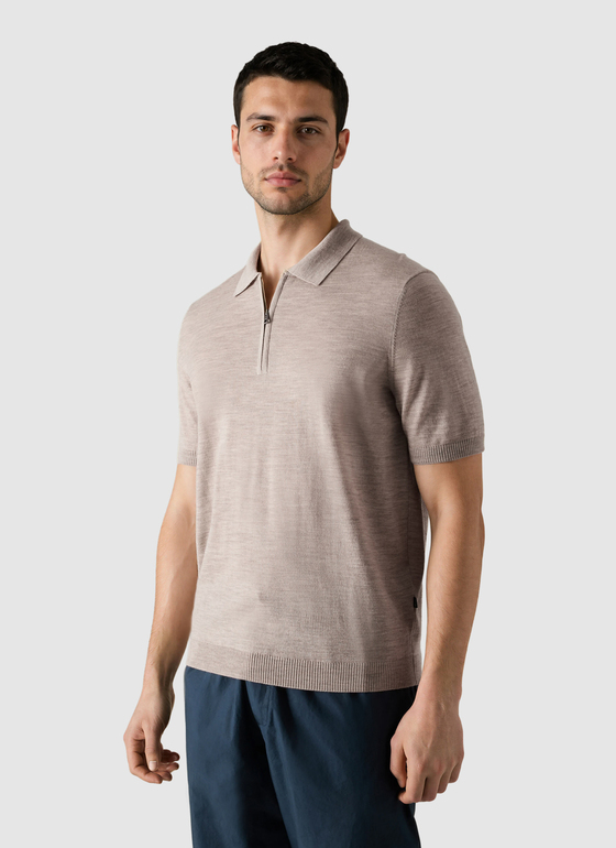 Pullover Polo 1/2 Arm Iced Latte Frontansicht
