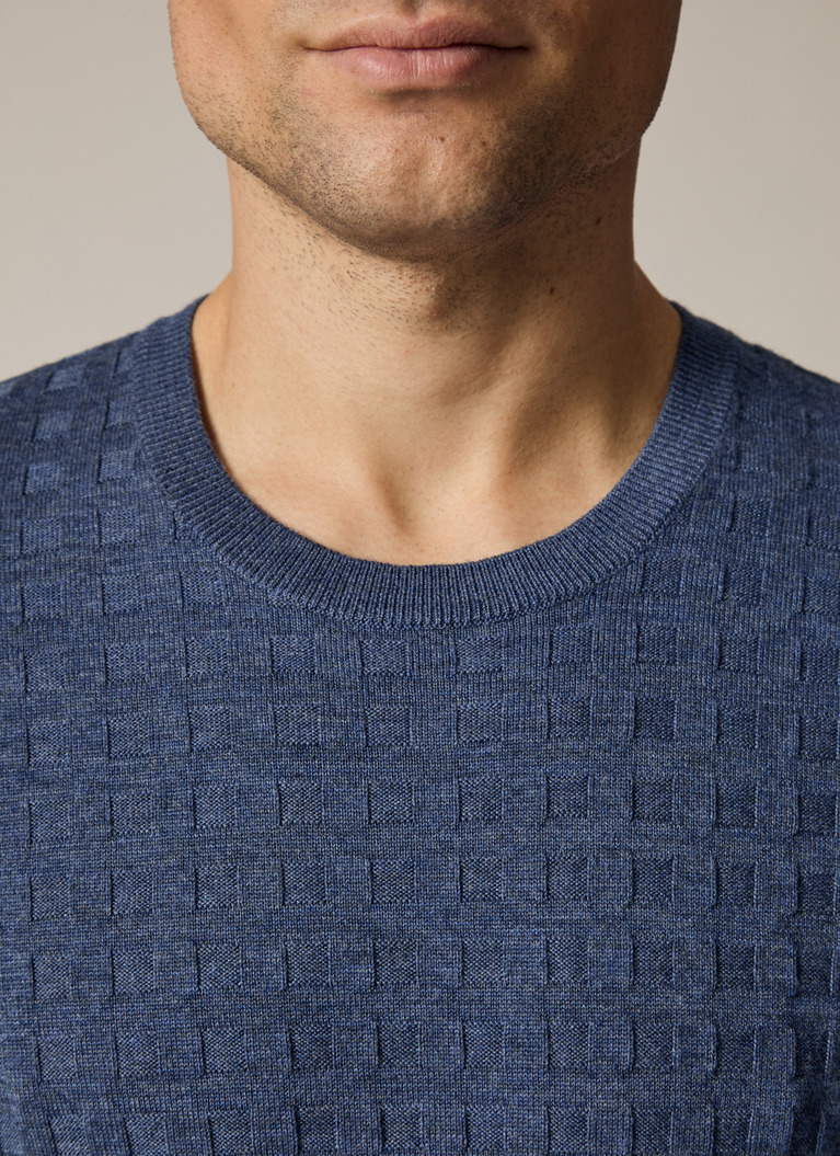 Pullover Rundhals 1/1 Arm, Nimes Blue Detailansicht 2