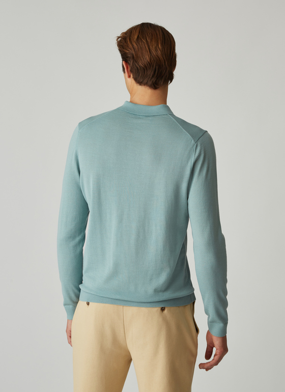 Pullover Polokragen Zip 1/1 Arm Spearmint Frontansicht