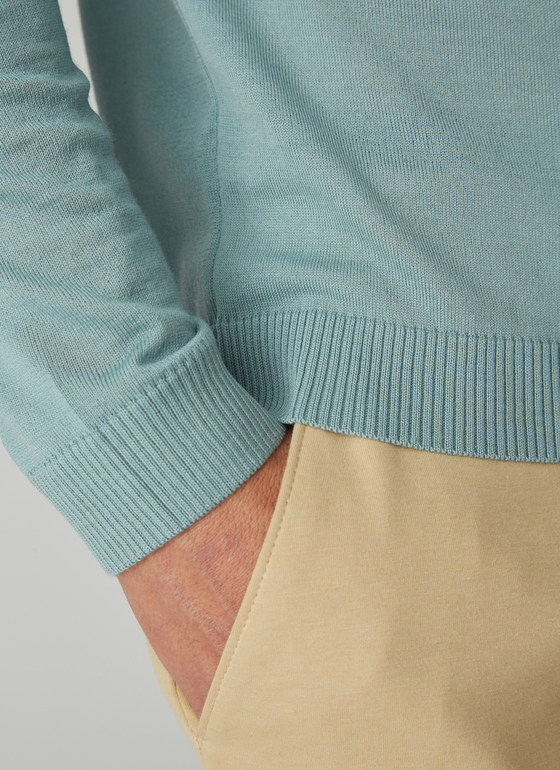 Pullover Polokragen Zip 1/1 Arm Spearmint Frontansicht
