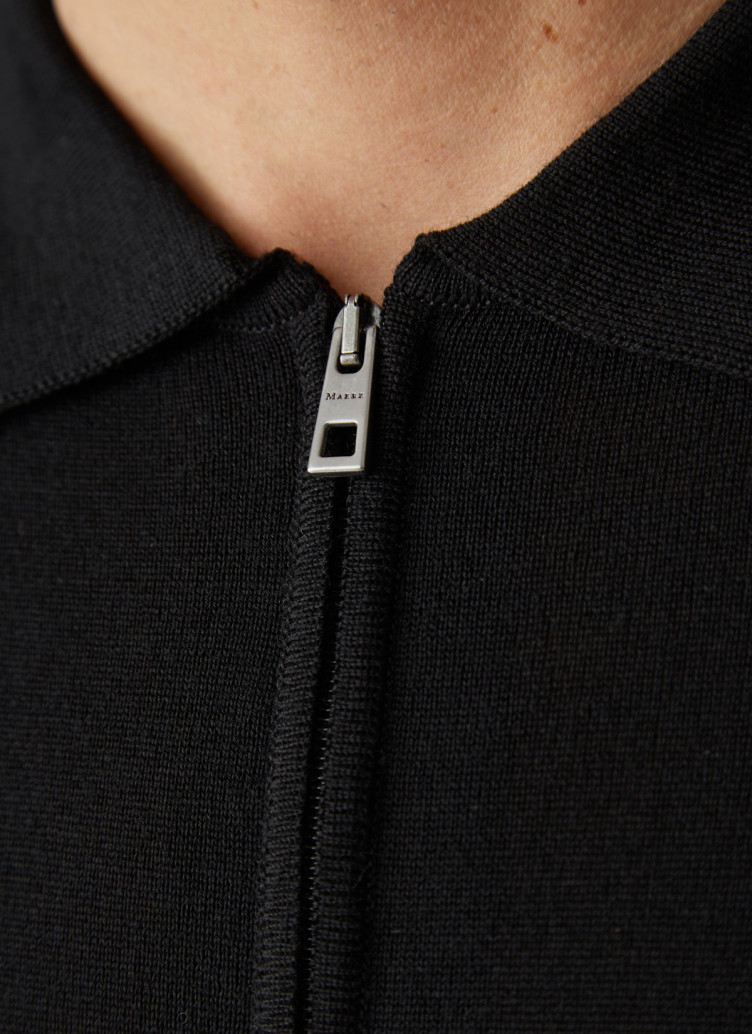 Pullover Polokragen Zip 1/1 Arm, Black Detailansicht 2