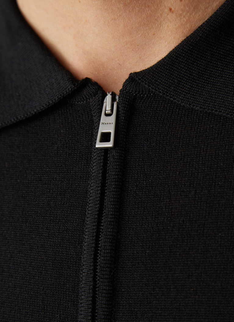 Pullover Polokragen Zip 1/1 Arm, Black Detailansicht 2