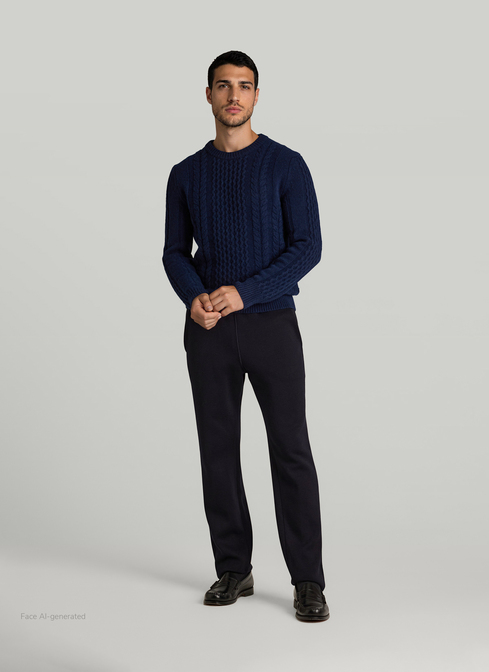 Pullover Rundhals 1/1 Arm, Navy Detailansicht 2