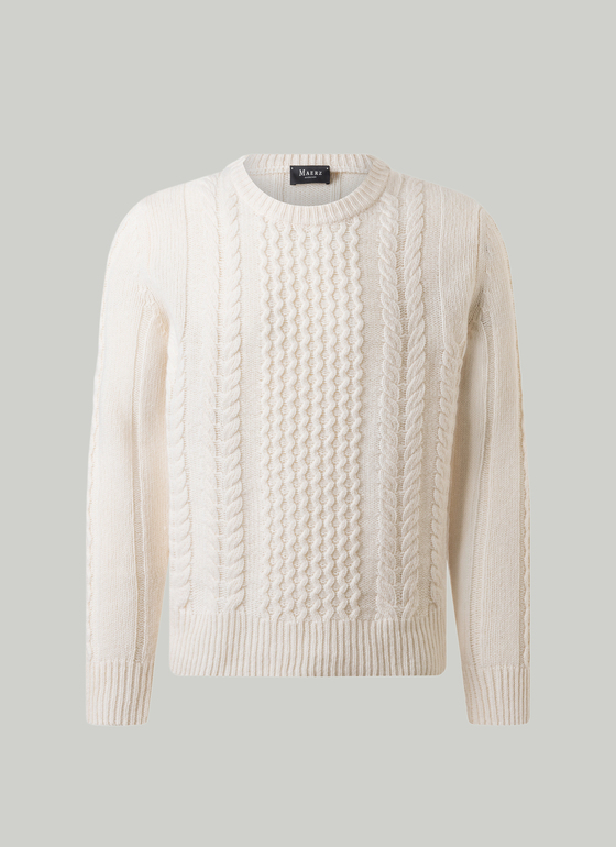 Pullover Rundhals 1/1 Arm Off White Frontansicht