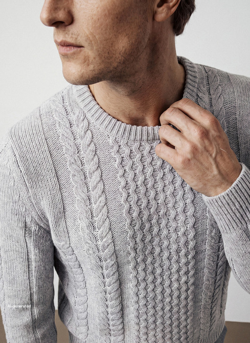 Pullover Rundhals 1/1 Arm, Shark Skin Frontansicht