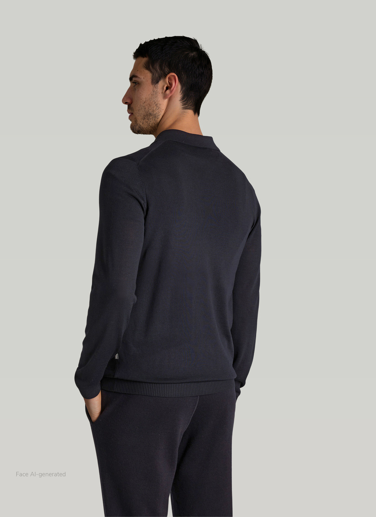 Pullover Rollkragen 1/1 Arm, Navy Rückansicht