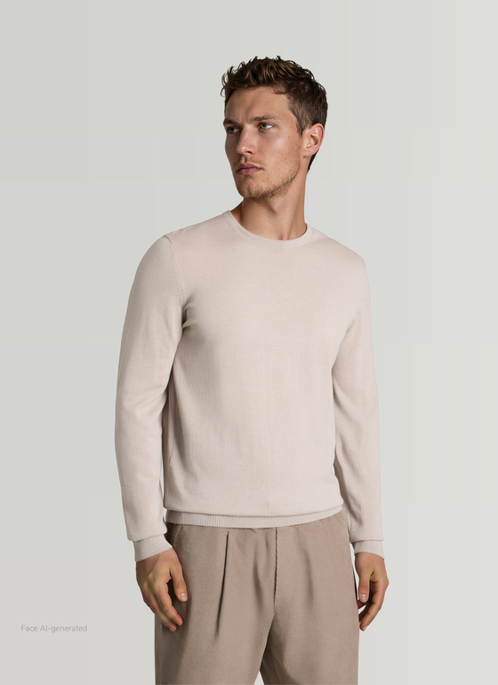 Pullover Rundhals 1/1 Arm Mascarpone Cream Frontansicht