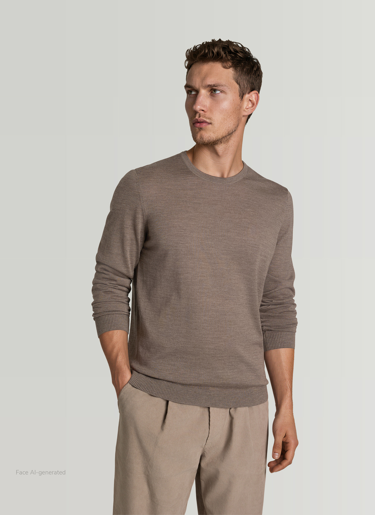 Pullover Rundhals 1/1 Arm, Brownie Detailansicht 2