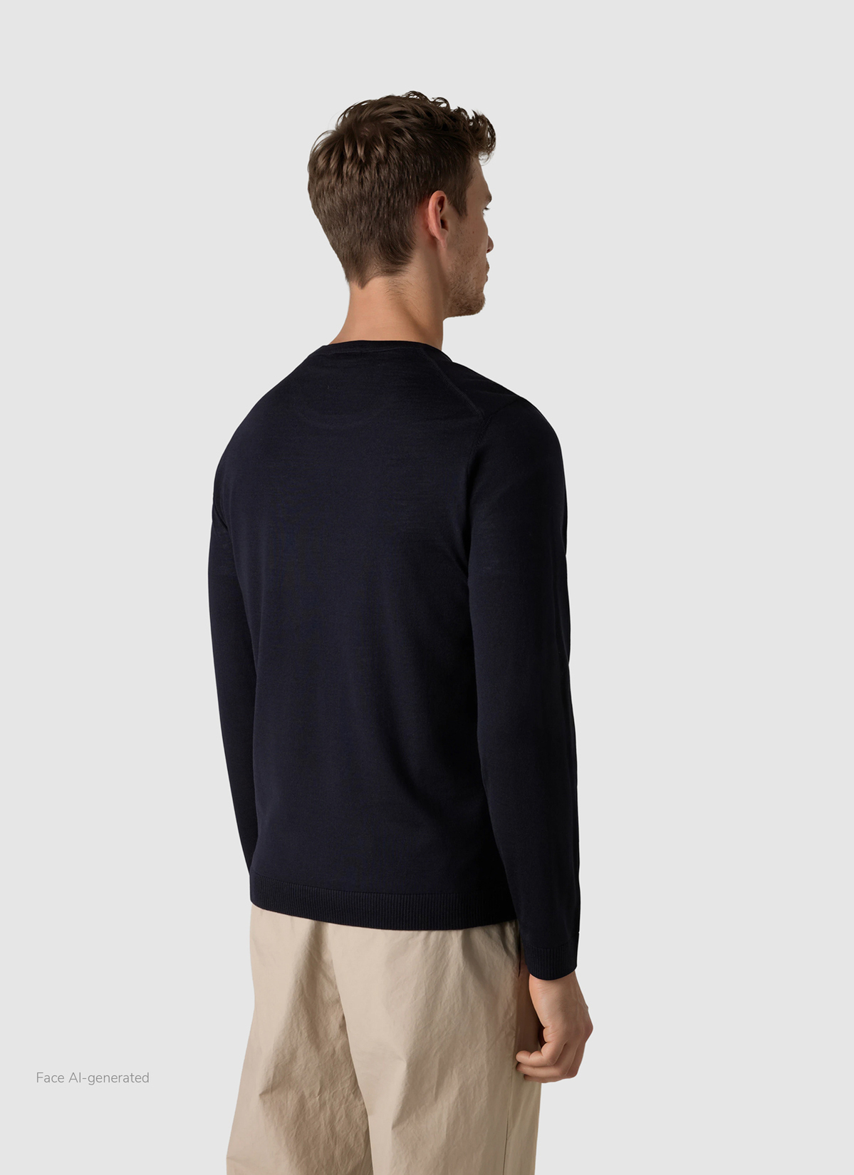Pullover Rundhals 1/1 Arm, Navy Rückansicht