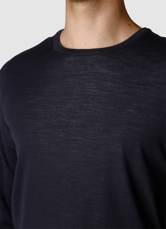 Pullover Rundhals 1/1 Arm Navy Frontansicht
