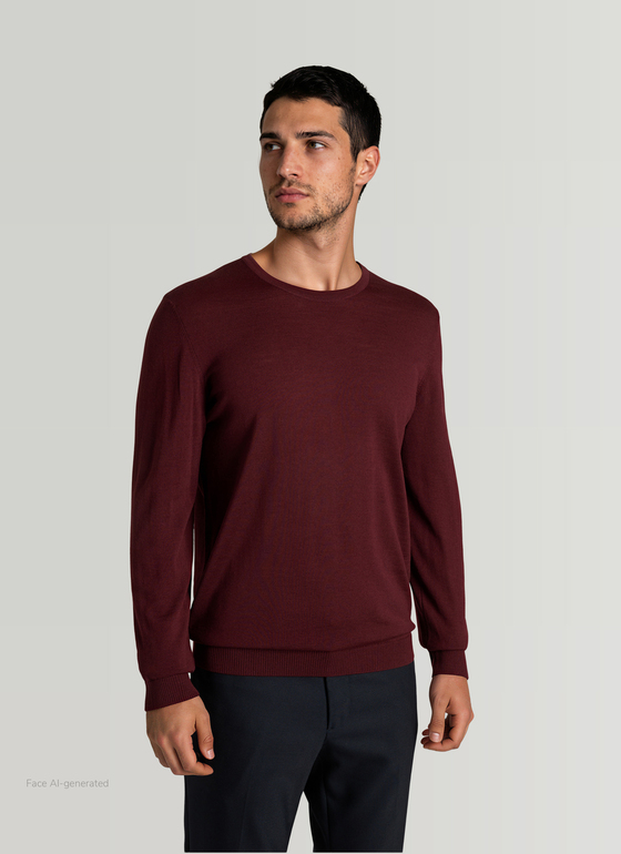 Pullover Rundhals 1/1 Arm Barolo Wine Frontansicht