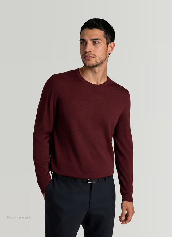 Pullover Rundhals 1/1 Arm Barolo Wine Frontansicht