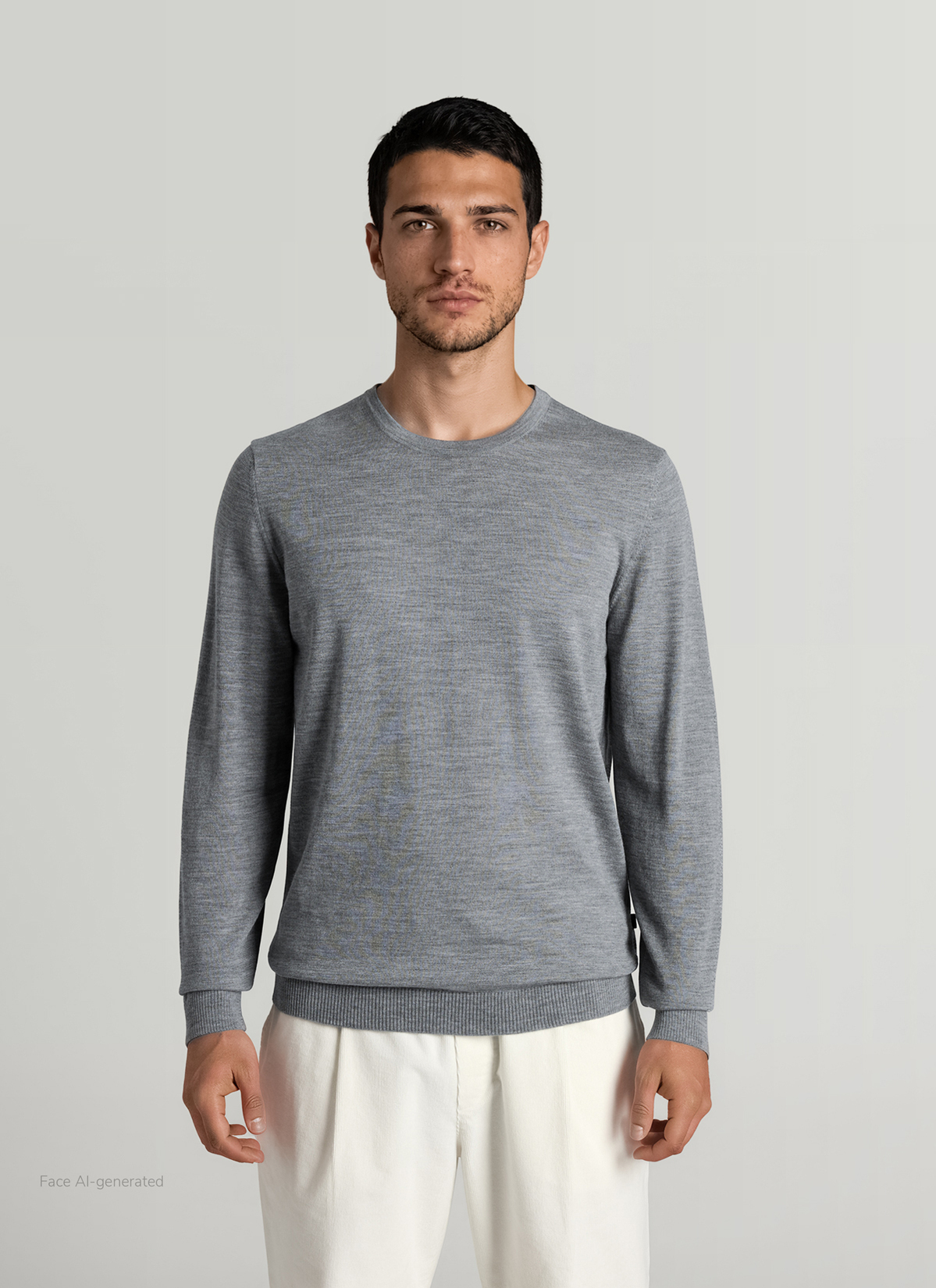 Pullover Rundhals 1/1 Arm, Shark Skin Frontansicht