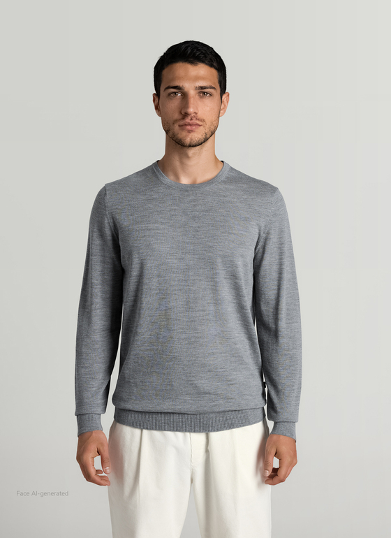 Pullover Rundhals 1/1 Arm Shark Skin Frontansicht