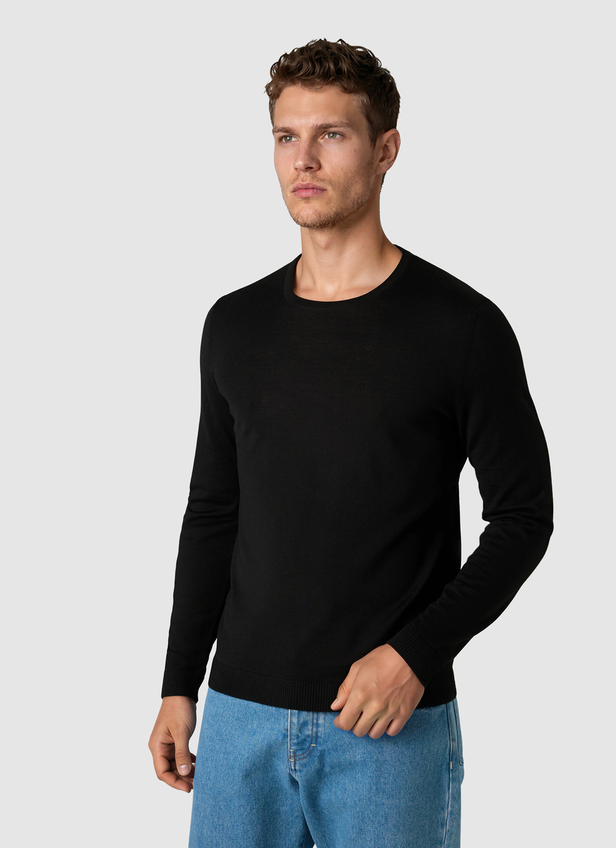 Pullover Rundhals 1/1 Arm, Black Detailansicht 2