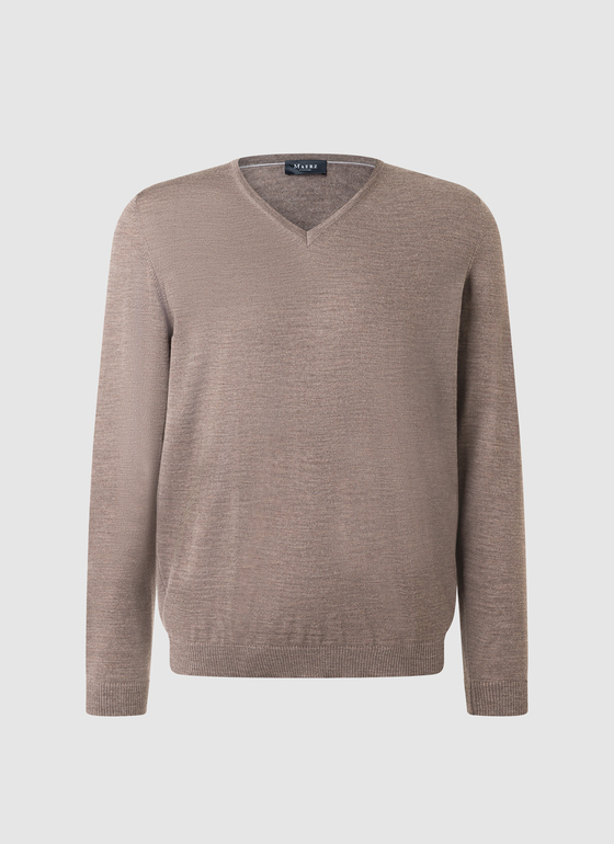 Pullover V-Ausschnitt 1/1 Arm Brownie Frontansicht
