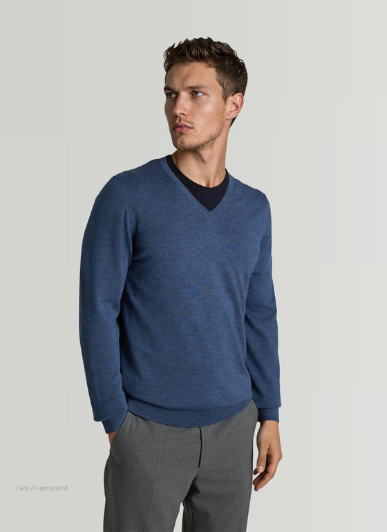 Pullover V-Ausschnitt 1/1 Arm Nimes Blue Frontansicht