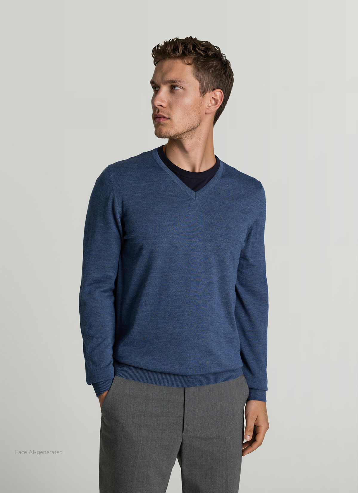 Pullover V-Ausschnitt 1/1 Arm, Nimes Blue Detailansicht 2