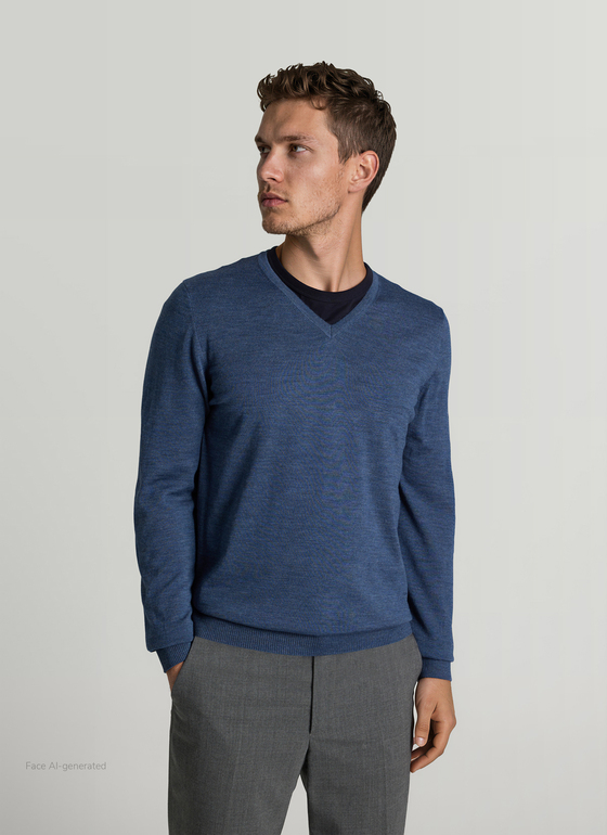Pullover V-Ausschnitt 1/1 Arm Nimes Blue Frontansicht